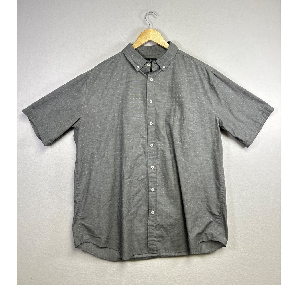 Beverly Hills Polo Club Mens 2XLB Short Sleeve‎ Button Down Shirt Gray Textured